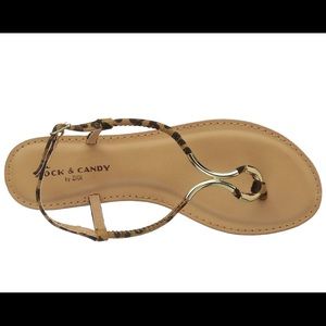 NWOT Rock & Candy Leopard Print & Gold Sandals